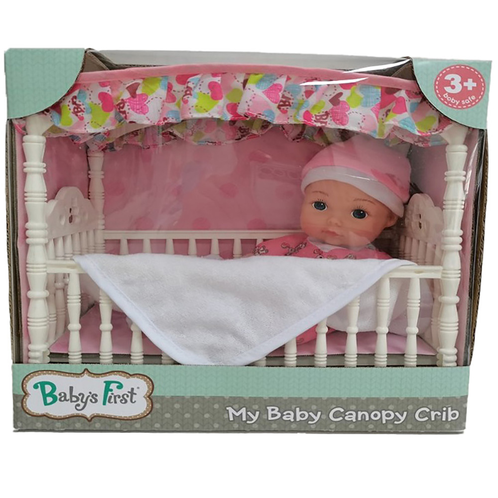 Baby's First  Canopy Crib with Toy Doll