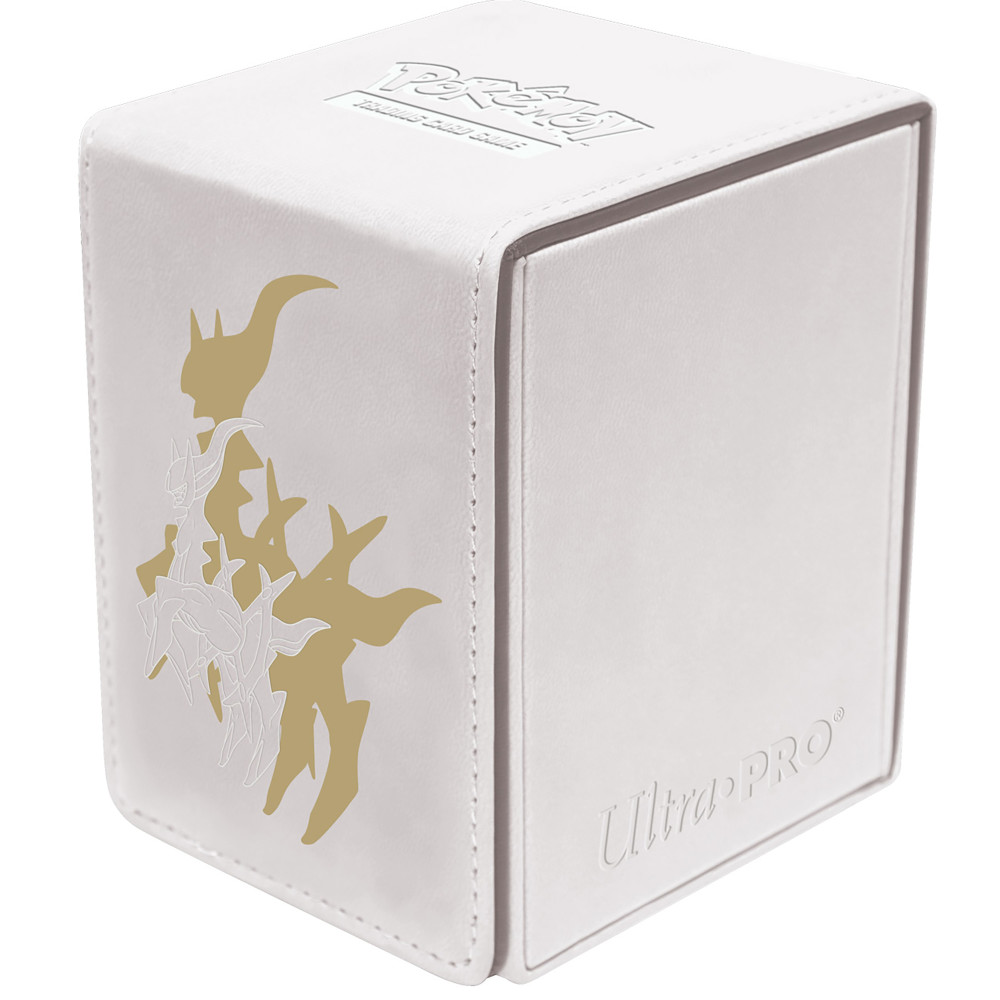 Pokemon: Elite Series: Arceus Alcove Flip Deck Box - Ultra Pro, White Leatherette Trading Card Box, Stores 100 Double-Sleeved Cards