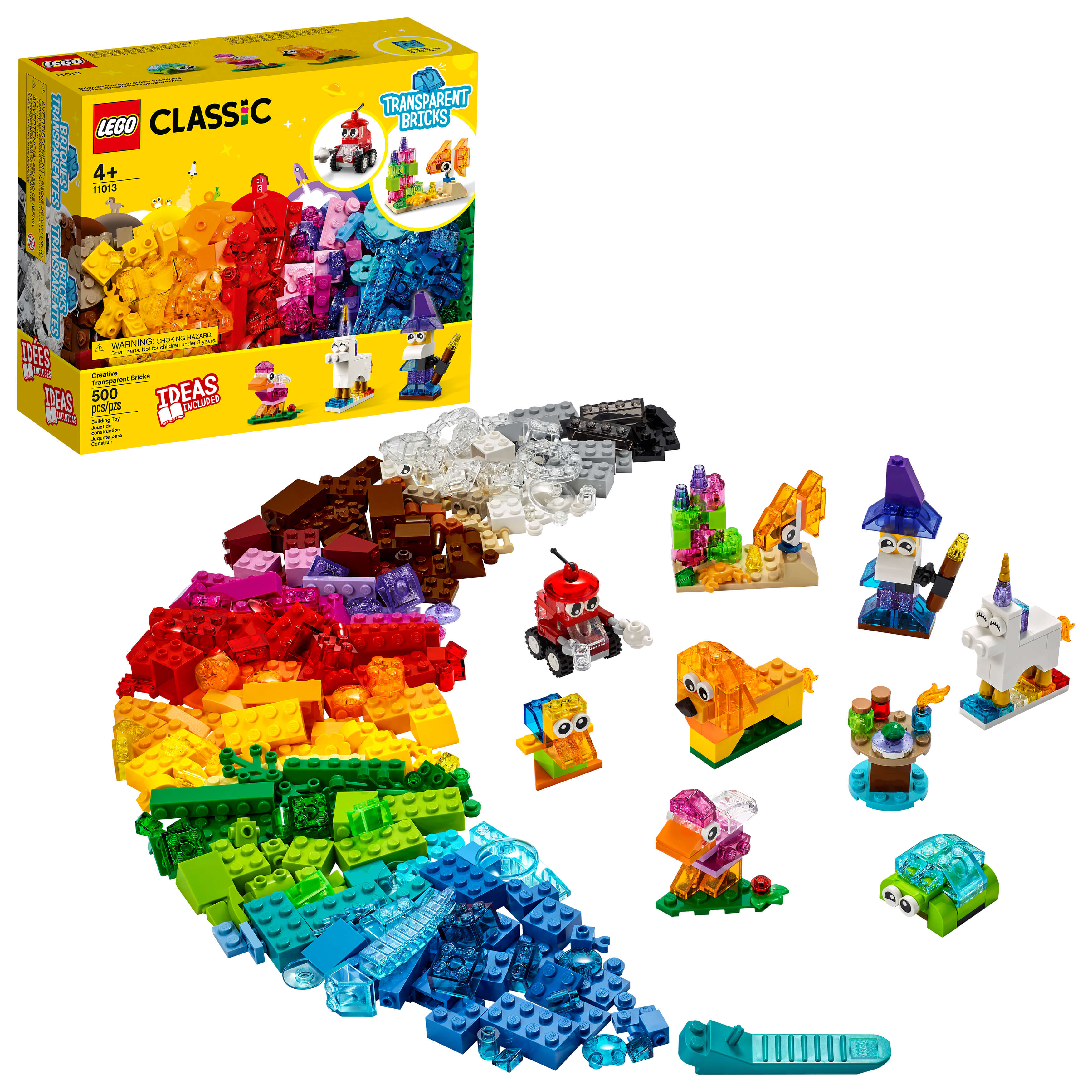 LEGO® Classic Creative Transparent Bricks 11013 Kids' Building Kit (500 Pieces)