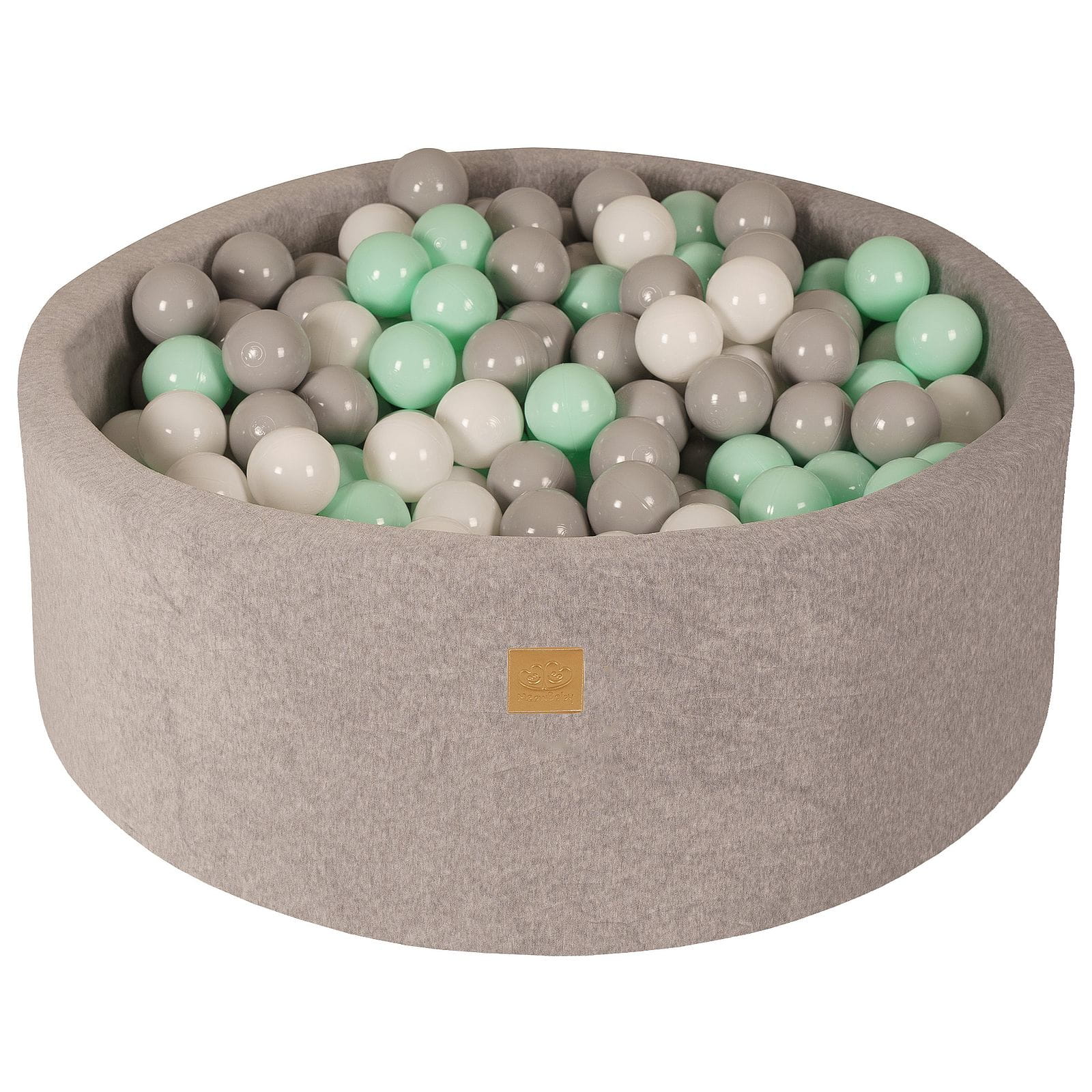 MEOWBABY� Ball Pit with 200 Balls 2.75in Included for Toddlers - Baby Soft Foam Round Playpen, Velvet, Light Gray: White/Gray/Mint