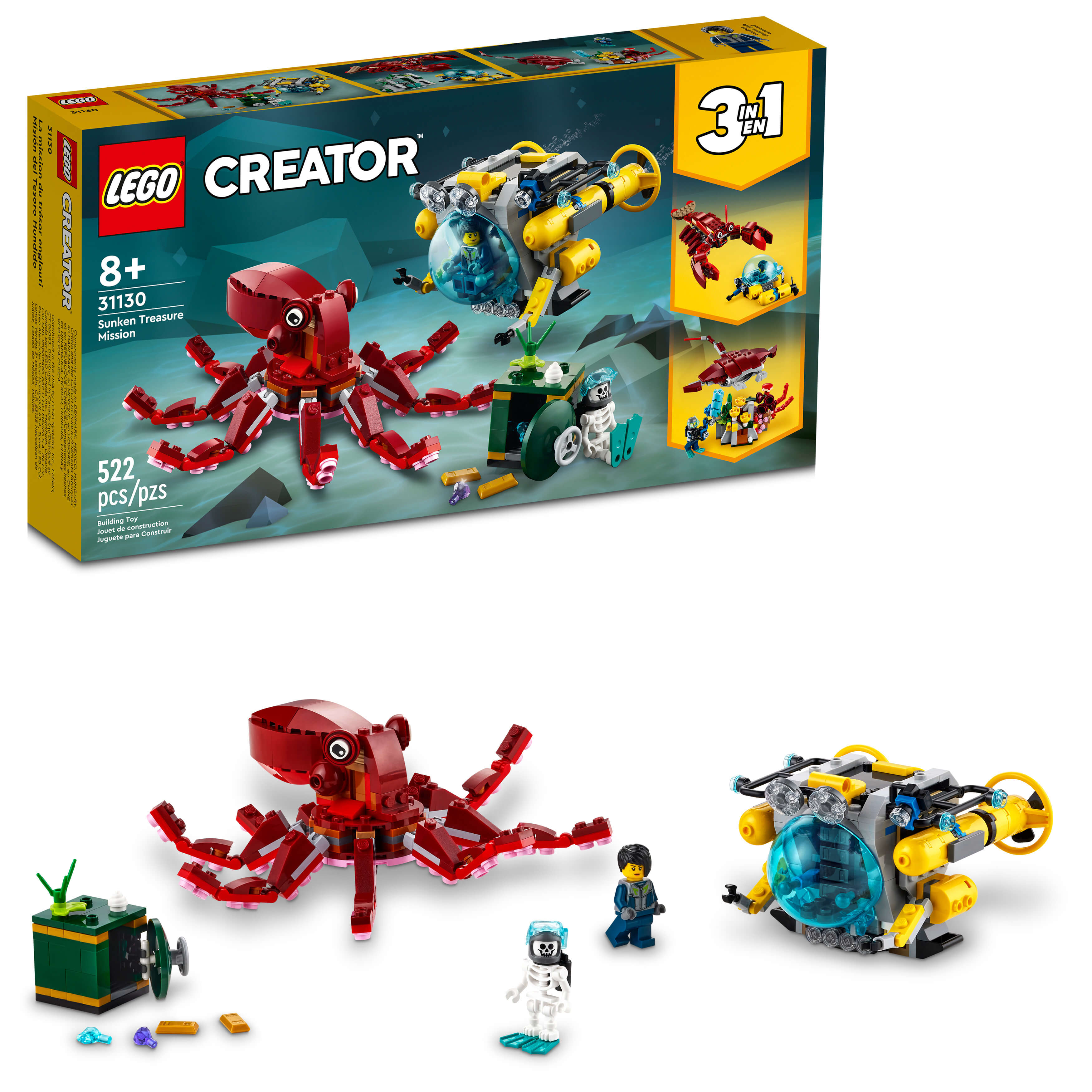 LEGO® Creator 3in1 Sunken Treasure Mission 31130 Building Kit (522 Pieces)