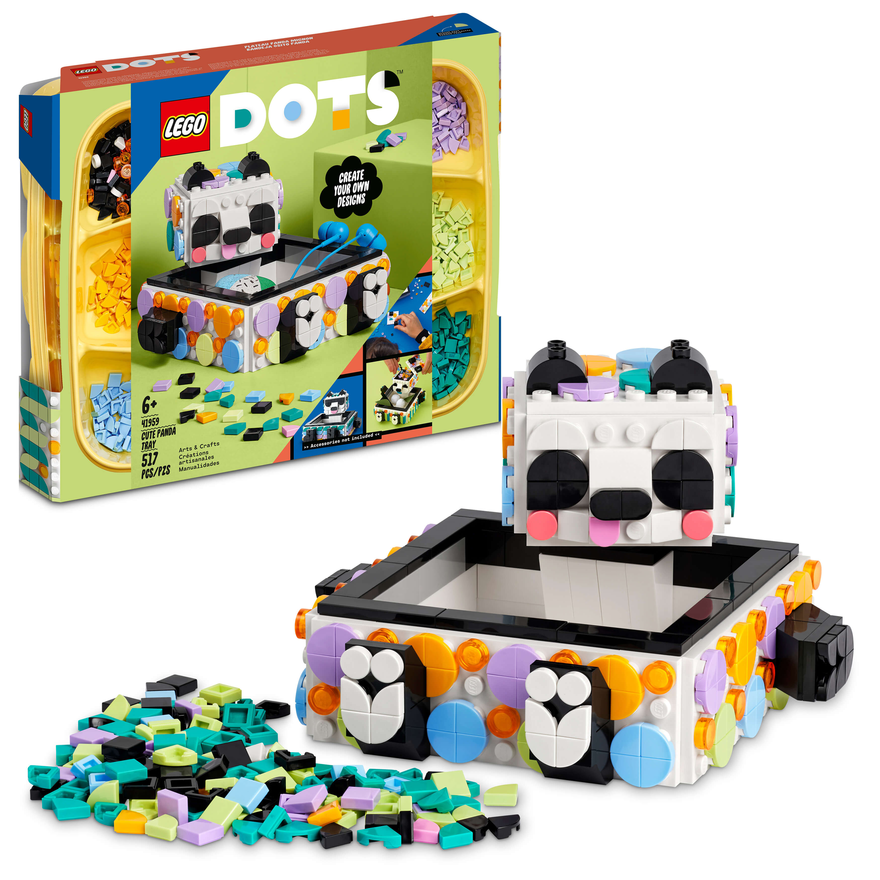 LEGO® DOTS Cute Panda Tray 41959 DIY Craft Kit (517 Pieces)