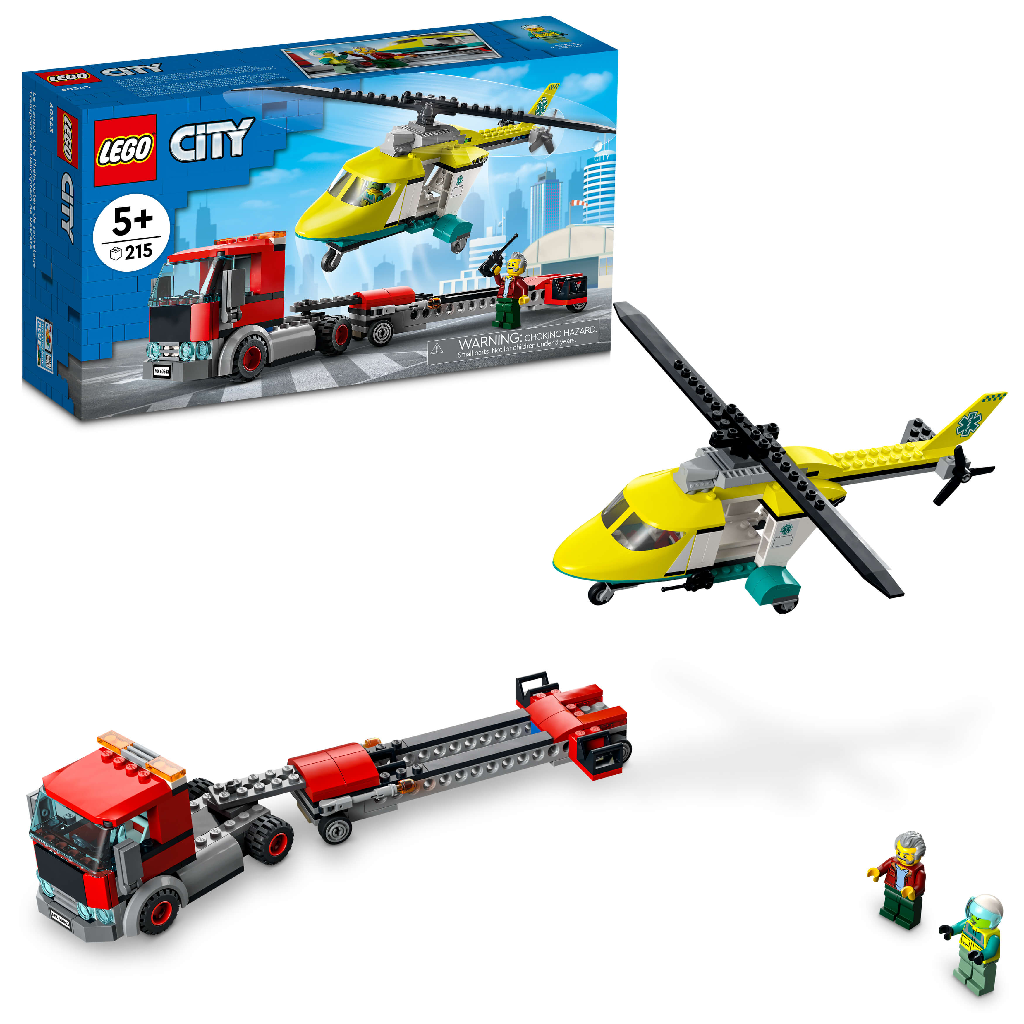 LEGO® City Rescue Helicopter Transport 60343 Building Kit (215 Pieces)