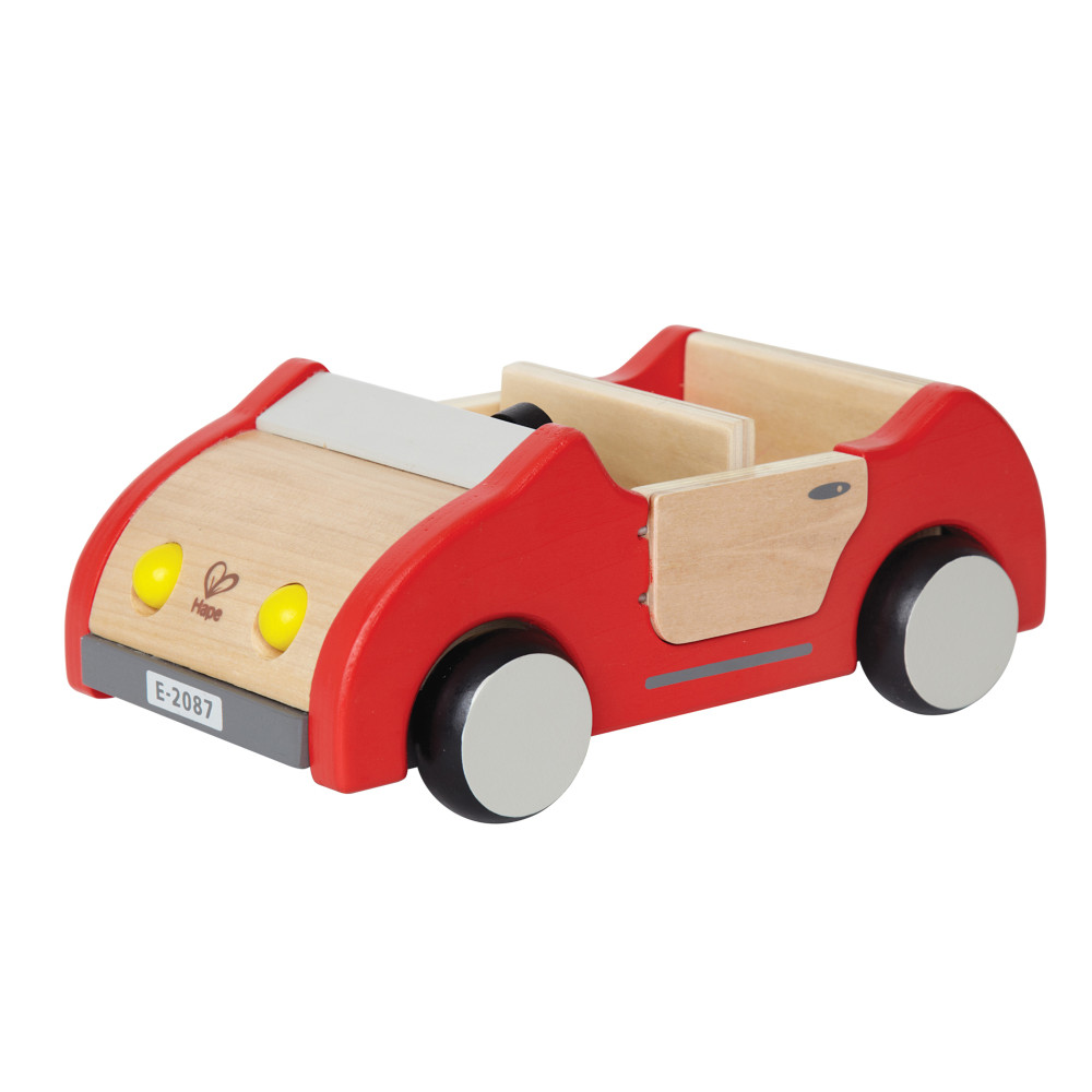 Hape Dollhouse Family Car - Red - Kids Wooden Car Toy, Ages 3+