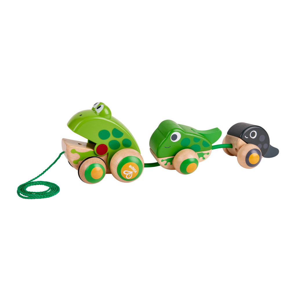 Hape Pull-Along Frog Family - Wooden Toddler Toy, Ages 12 mo+