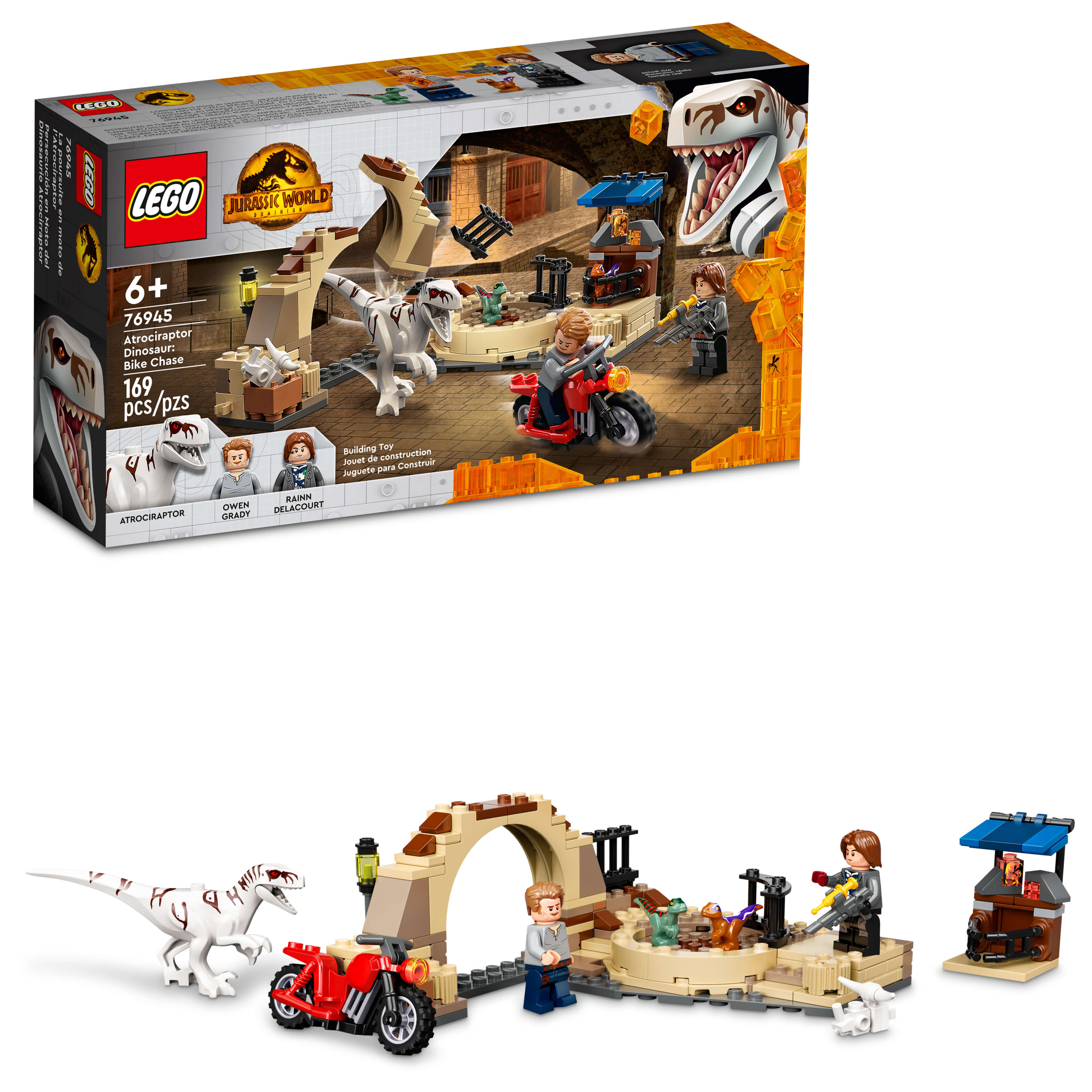 LEGO® Jurassic World Atrociraptor Dinosaur: Bike Chase 76945 Building Kit (169 Pcs)