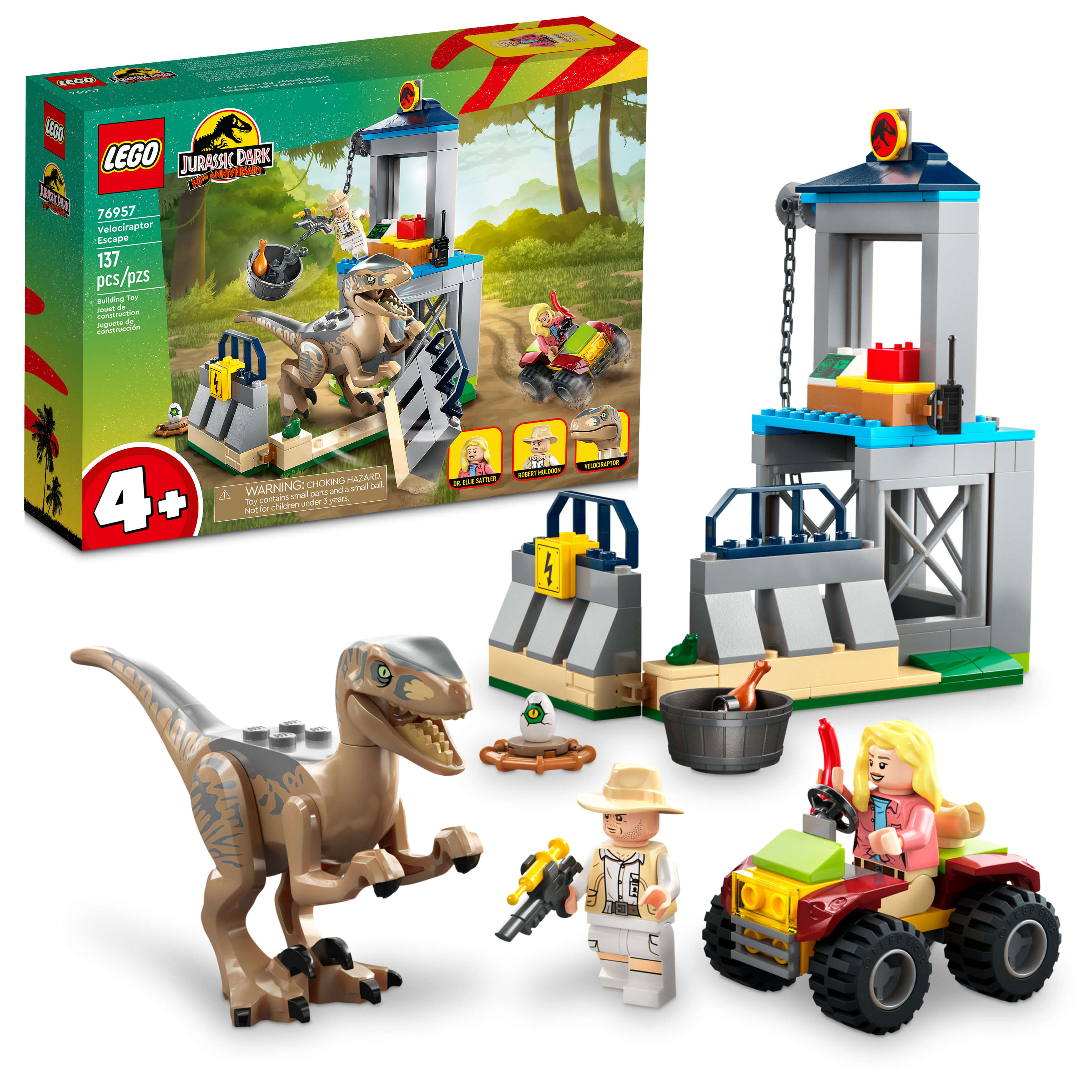 LEGO® Jurassic Park Velociraptor Escape 76957 Building Toy Set (137 Pieces)