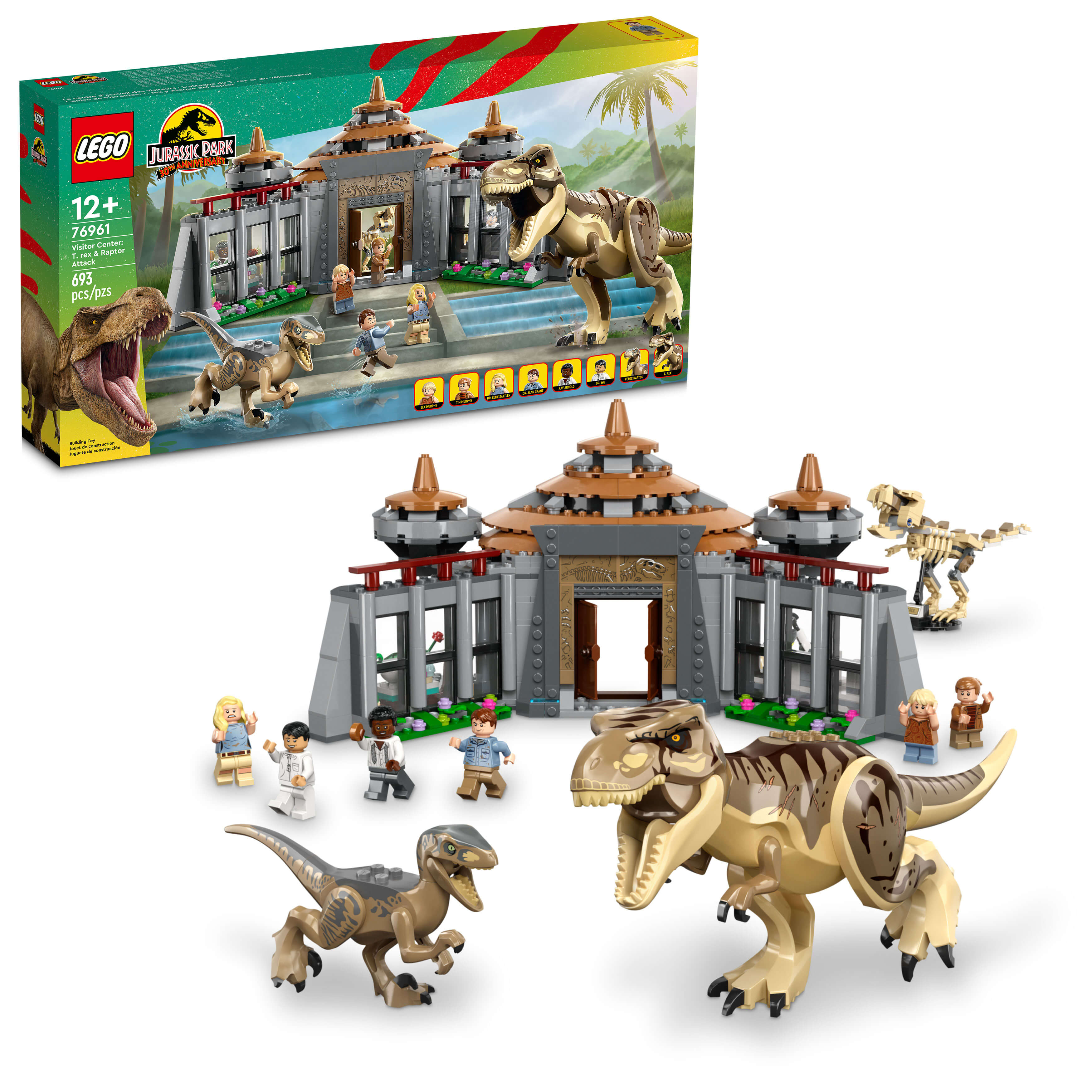 LEGO® Jurassic Park Visitor Center: T. rex & Raptor Attack 76961 (693 Pieces)