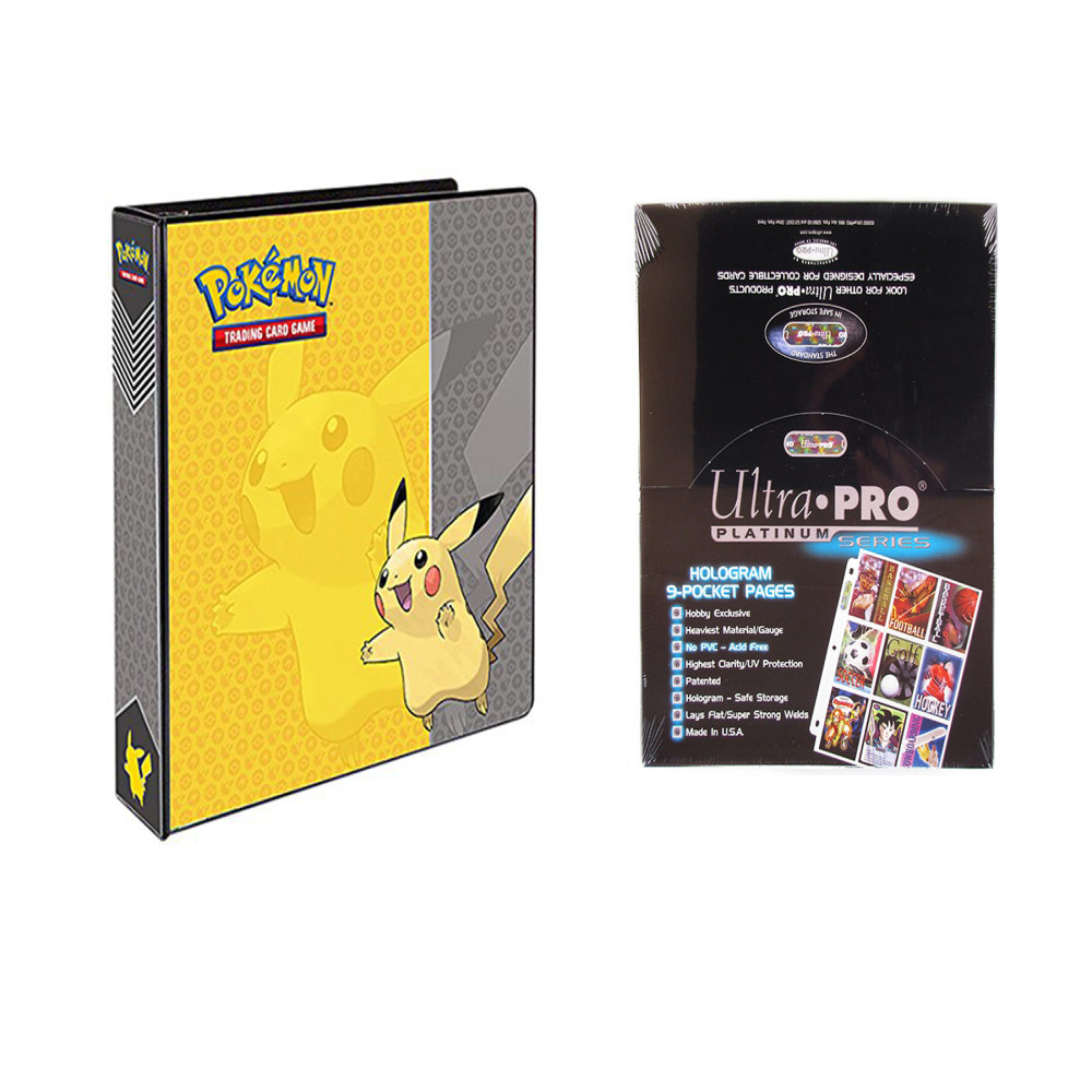 Ultra Pro Pokemon Pikachu 2" 3-Ring Binder Card Album with 100 Ultra Pro Platinum 9-Pocket Sheets