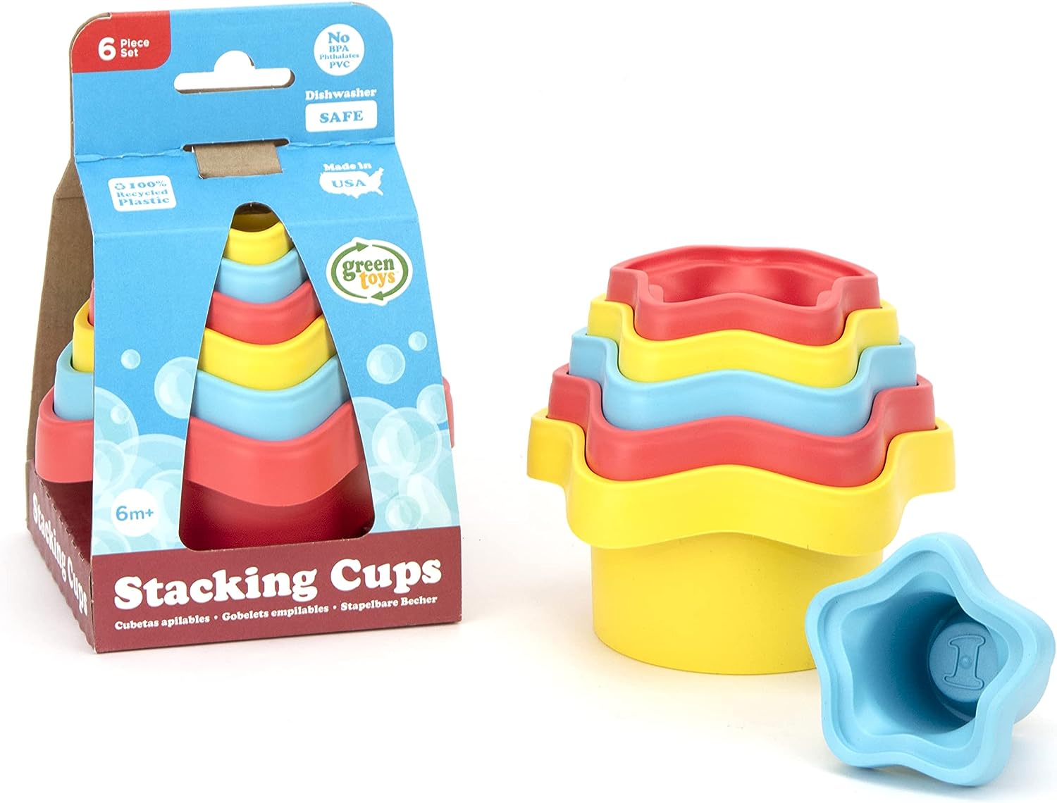 Green Toys Stacking Cups Purple/Blue/Green, Bath Toy