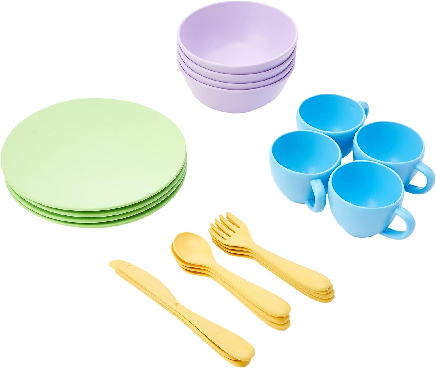 Green Toys 24-Piece Dish Set, 100% Recycled Plastic, for Unisex Child Ages 2+